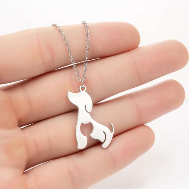 Cute animal symbol puppy kitty lion stainless steel necklace