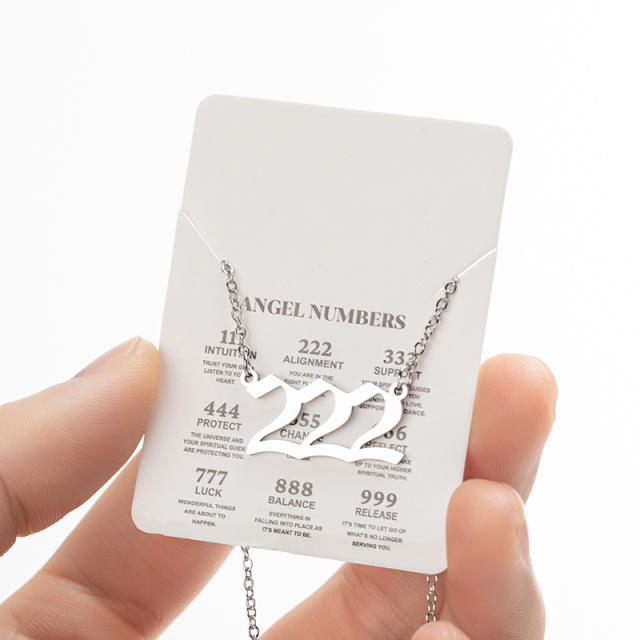 Dainty angle number stainless steel necklace