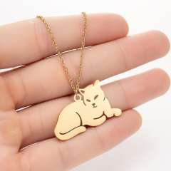 Cute animal symbol puppy kitty lion stainless steel necklace