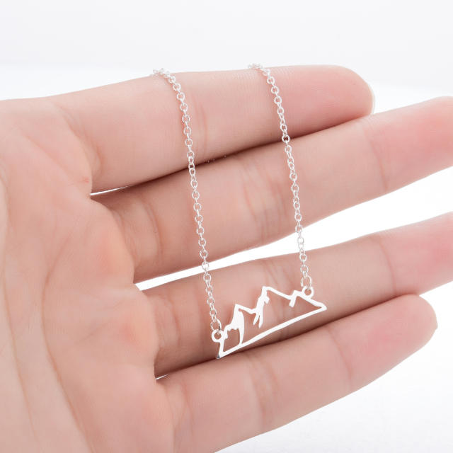 Chic hollow out montain symbol dainty stainless steel necklace