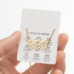 INS hollow out angel number stainless steel necklace