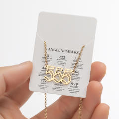 INS hollow out angel number stainless steel necklace