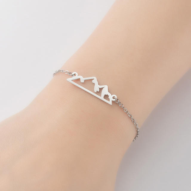 Chic hollow out montain symbol dainty stainless steel necklace