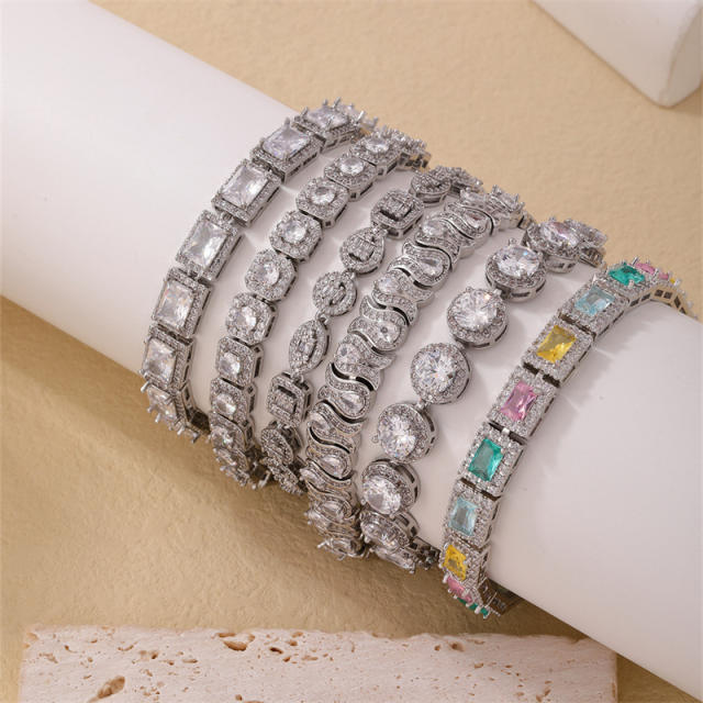 Luxury full diamond copper material tennis bracelet