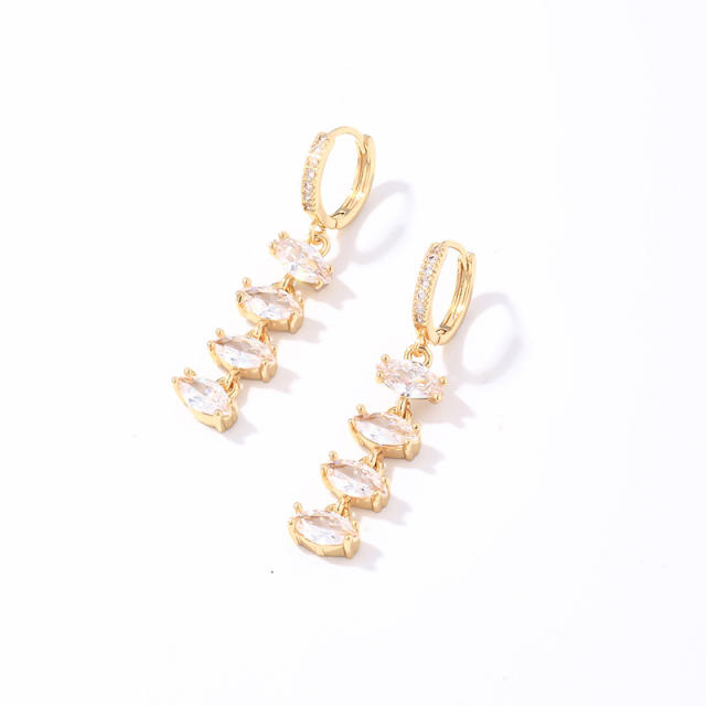 Elegant diamond copper long earrings