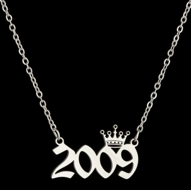 Dainty crown year number stainless steel necklace