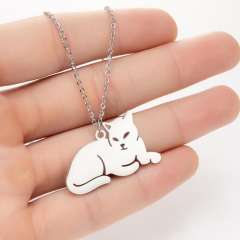 Cute animal symbol puppy kitty lion stainless steel necklace