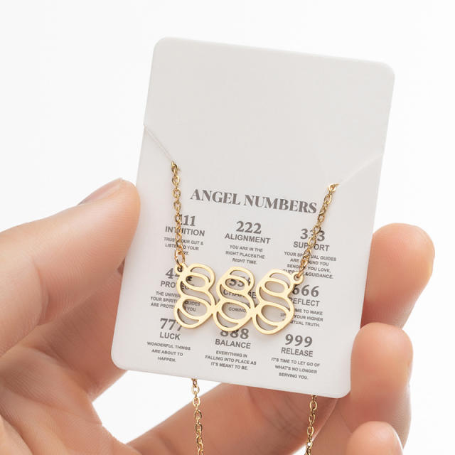 INS hollow out angel number stainless steel necklace