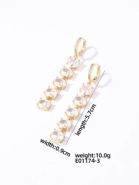 Elegant diamond copper long earrings