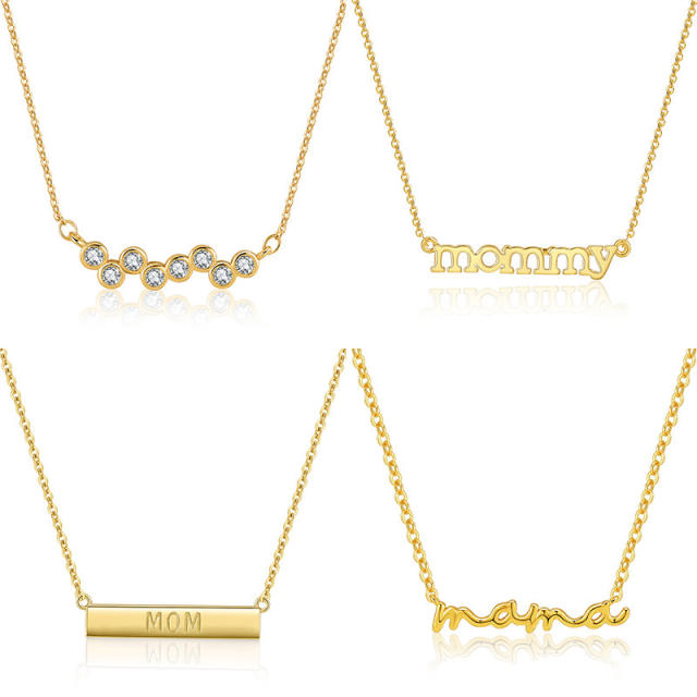 Real gold plated copper mama letter bar necklace dainty necklace