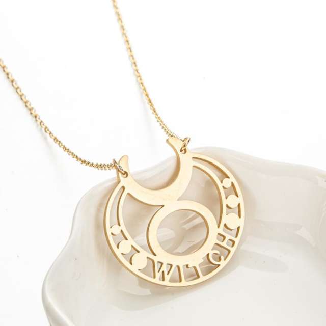 Classic sun heart moon pendant stainless steel dainty necklace
