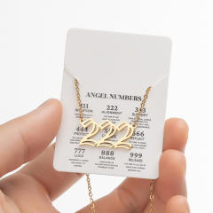 INS hollow out angel number stainless steel necklace