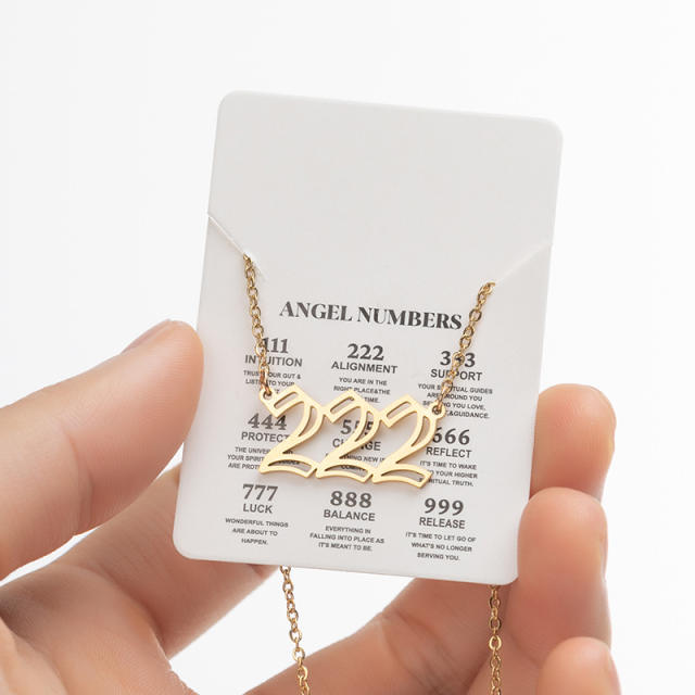INS hollow out angel number stainless steel necklace