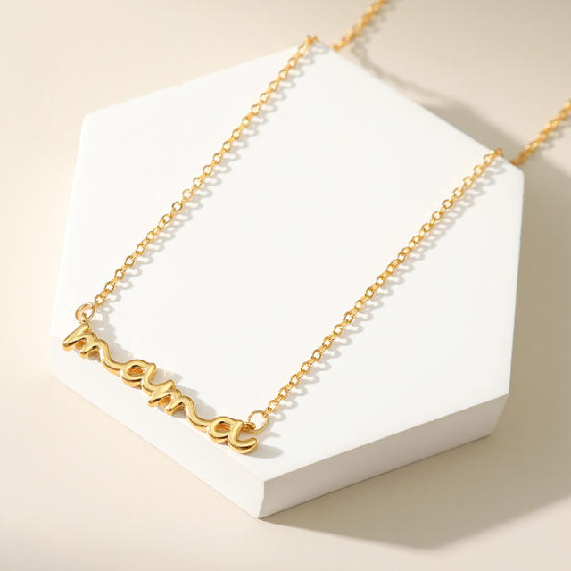 Real gold plated copper mama letter bar necklace dainty necklace