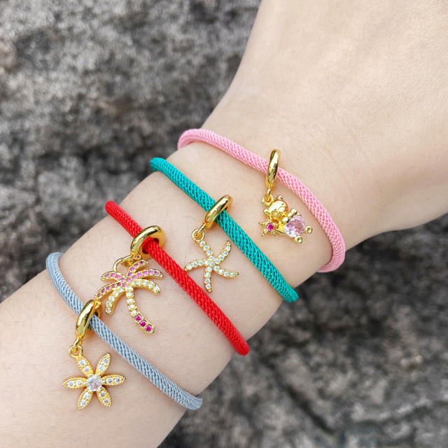 Hot sale diamond Coconut tree charm colorful string bracelet
