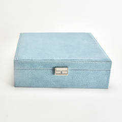 Square shape colorful velvet large size jewelry storage box
