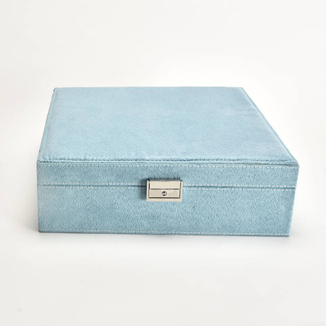 Square shape colorful velvet large size jewelry storage box