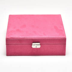 Square shape colorful velvet large size jewelry storage box