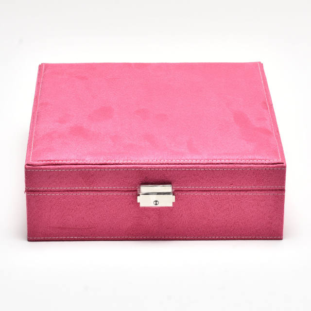 Square shape colorful velvet large size jewelry storage box