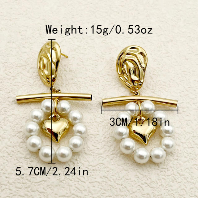 Korean fashion sweet pearl bead flower stainless steel earrings collection