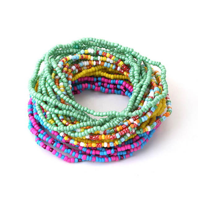 Boho mix color seed bead multi strand bracelet set