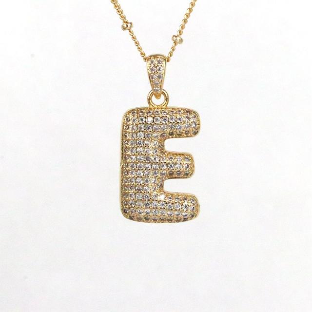 Delicate diamond bubble initial letter necklace