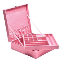 Square shape colorful velvet large size jewelry storage box