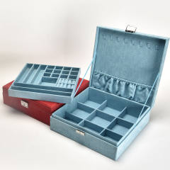 Square shape colorful velvet large size jewelry storage box