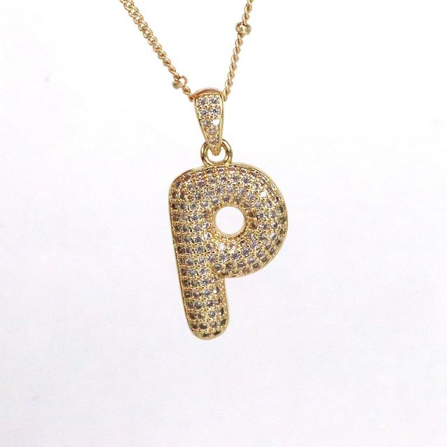 Delicate diamond bubble initial letter necklace