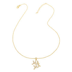 Delicate diamond mom latter heart pendant gold plated copper necklace