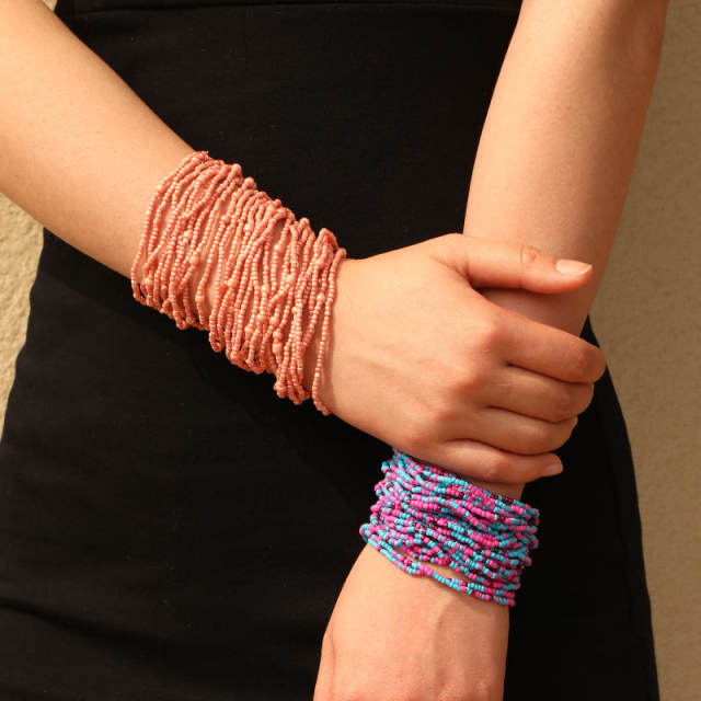 Boho colorful seed bead multi strand bracelet