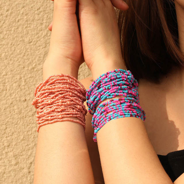 Boho colorful seed bead multi strand bracelet