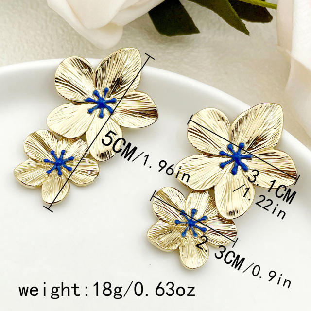 Korean fashion sweet pearl bead flower stainless steel earrings collection