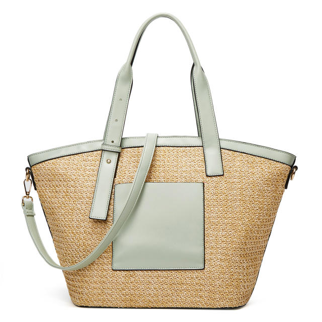 Summer PU leather straw tote bag beach bag