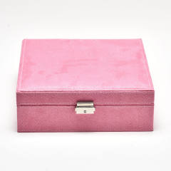 Square shape colorful velvet large size jewelry storage box