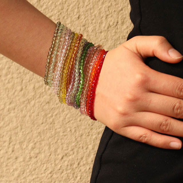 3mm Colorful bead multi strand bracelet for summer