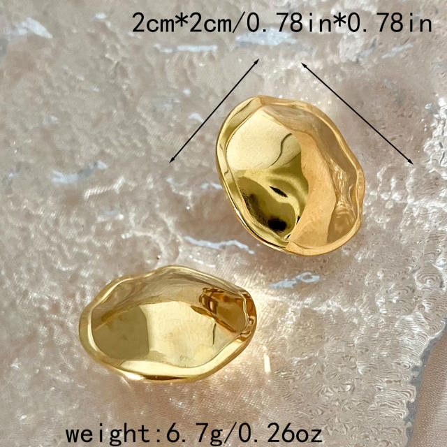 Chunky gold color flower petal stainless steel earrings collection
