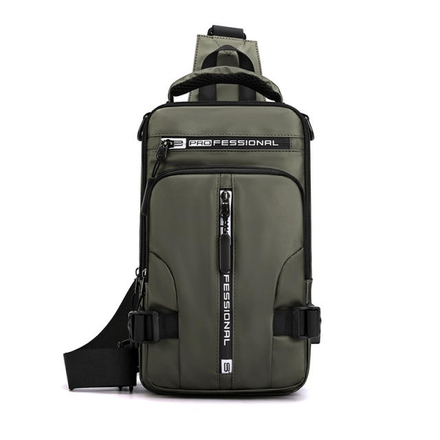 Multi function nylon material men sling bag chest bag