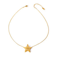 Chic star moon fold pattern pendant stainless steel necklace