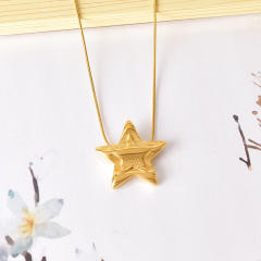 Chic star moon fold pattern pendant stainless steel necklace