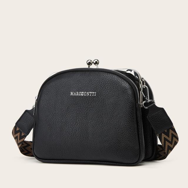 Fashionable easy match black white crossbody bag