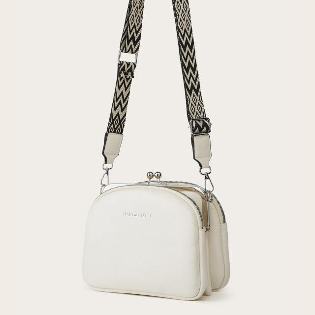 Fashionable easy match black white crossbody bag