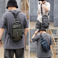 Multi function nylon material men sling bag chest bag