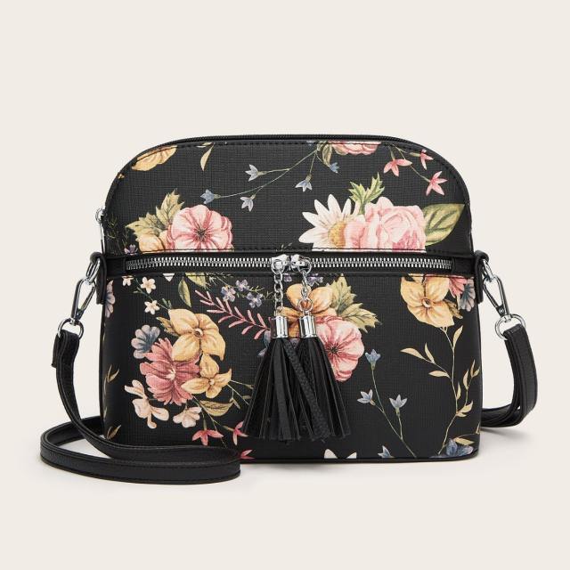 Spring summer floral pattern PU leather women crossbody bag