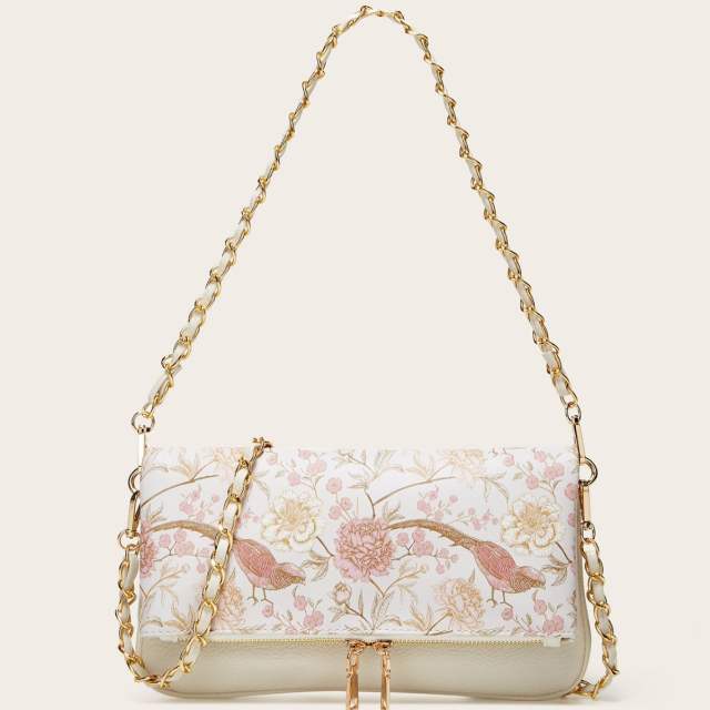 Spring summer floral pattern PU leather women shoulder bag chain bag