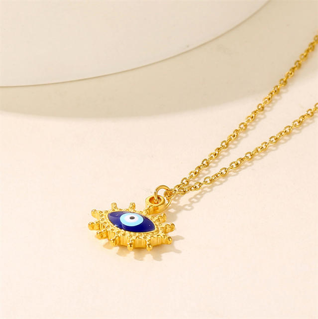 Creative evil eye pendant stainless steel chain necklace