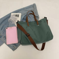 Casual plain color nylon material large tote bag crossbody bag