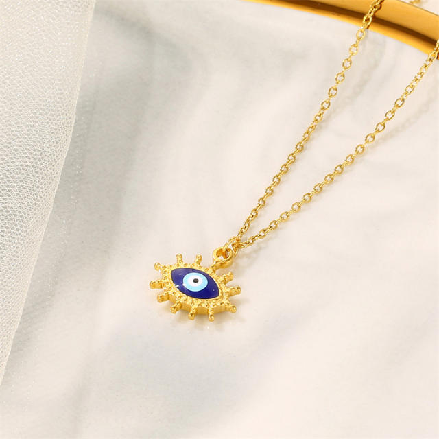 Creative evil eye pendant stainless steel chain necklace