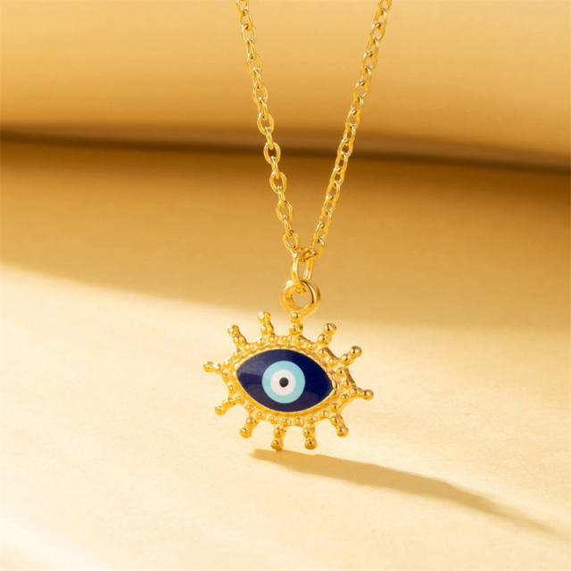 Creative evil eye pendant stainless steel chain necklace
