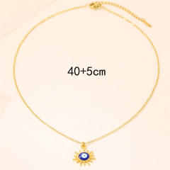 Vintage evil eye pendant stainless steel chain necklace